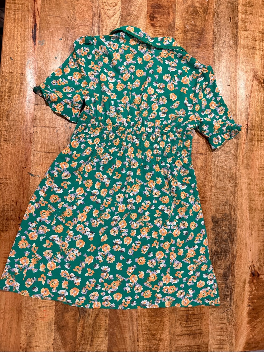 GiGio USA Green Floral Fit & Flare Dress Short Sleeve Size Medium - Picture 8 of 9